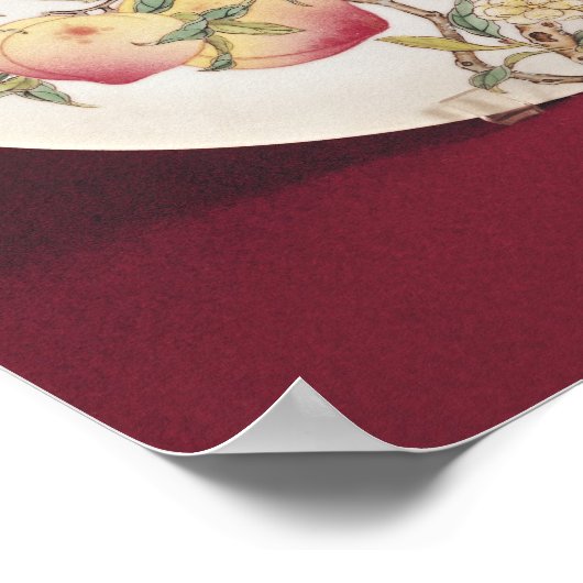 Bord van het roos Famille versierd Poster (Hoek)