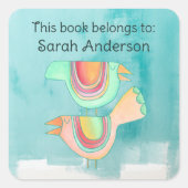 Bord van het vogelboek Dit boek hoort thuis Vierkante Sticker (Voorkant)