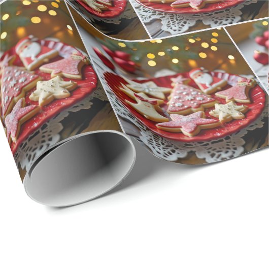 Bord van kerstkoekjes cadeaupapier (Rol Hoek)