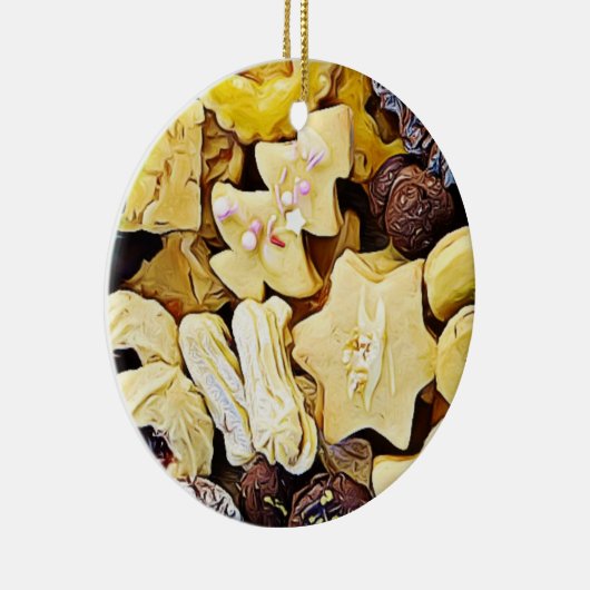 Bord van Koekjes Gepersonaliseerde Kerstmis Keramisch Ornament (Rechts)