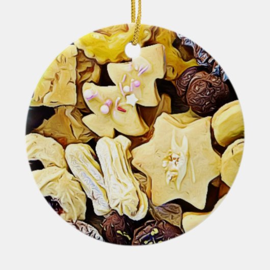 Bord van Koekjes Gepersonaliseerde Kerstmis Keramisch Ornament (Voorkant)
