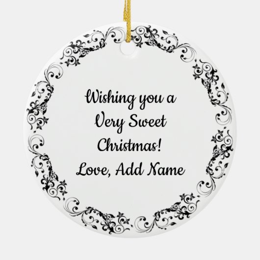 Bord van Koekjes Gepersonaliseerde Kerstmis Keramisch Ornament (Achterkant)