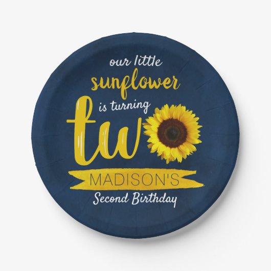 Bord van Little Sunflower 2e Birthday Paper (Voorkant)