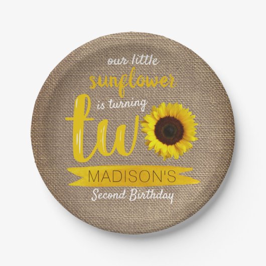 Bord van Little Sunflower 2e Birthday Paper (Voorkant)