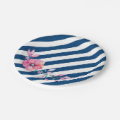 Bord van marinesluiting en roze Floral Paper (Gekanteld)