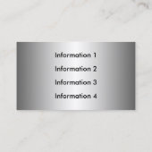 Bord van metaal, niet-destructief Visitekaartje (Achterkant)