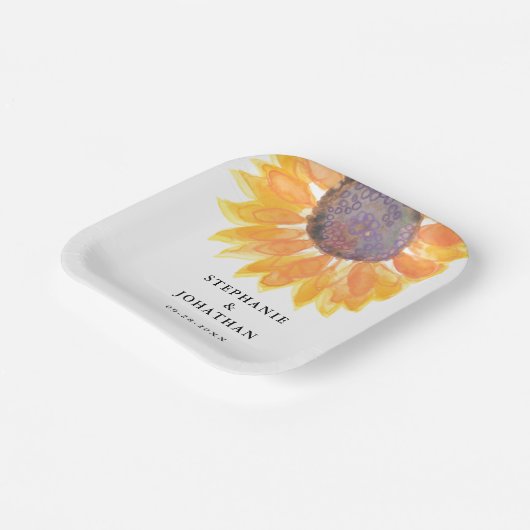Bord van modern Rustic Sunflower Wedding Square Pa (Gebogen)
