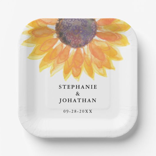 Bord van modern Rustic Sunflower Wedding Square Pa (Voorkant)