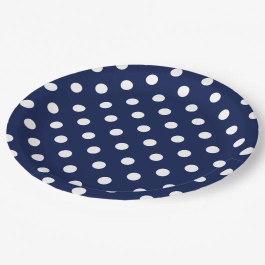 Bord van Navy Blue en White Polka Dots Paper (Gekanteld)
