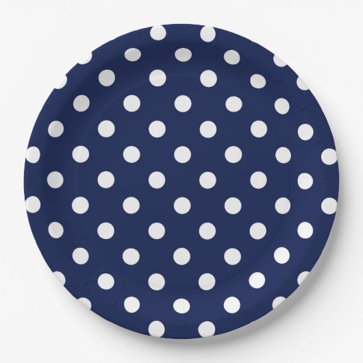 Bord van Navy Blue en White Polka Dots Paper (Voorkant)