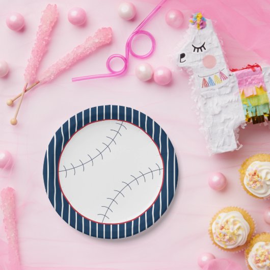 Bord van Navy Striped Baseball Paper (Feest)