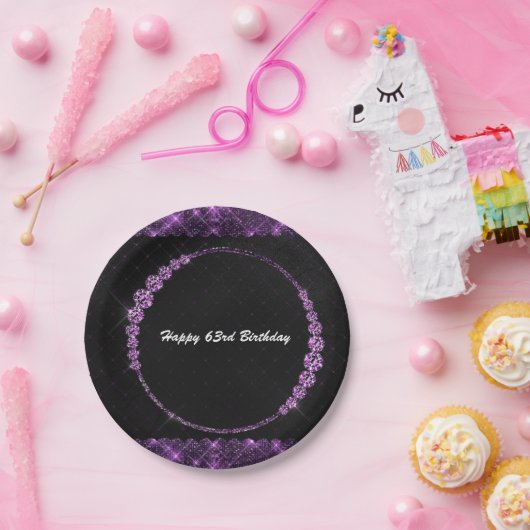 Bord van Paars en zwart Birthday Paper (Feest)