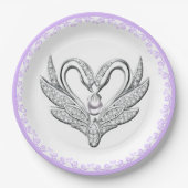 Bord van Paarse ribbon Silver Swans Paper (Voorkant)