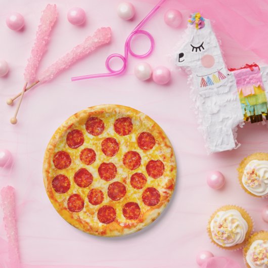 bord van pepperoni pizzapapier voor dat pizzafeest (Feest)