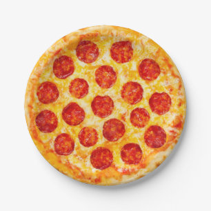 bord van pepperoni pizzapapier voor dat pizzafeest