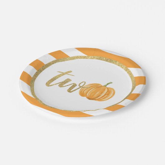 Bord van pompoen 2e verjaardag - Oranje strips (Gekanteld)