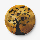 Bord van pompoen, bat en kippen, hagepapier (Voorkant)