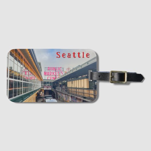 Bord van Seattle Pike Market Bagagelabel (Voorkant (horizontaal))