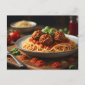 Bord van spaghetti en gehaktballen briefkaart (Voorkant)