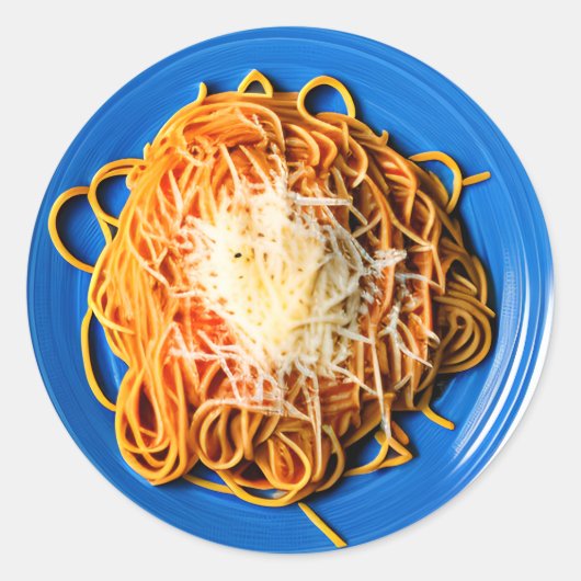 Bord van Spaghetti met Parmesan Cheese Ronde Sticker (Voorkant)
