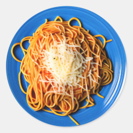 Bord van Spaghetti met Parmesan Cheese Ronde Sticker