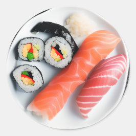 Bord van Sushi | Realistische voeding Ronde Sticker
