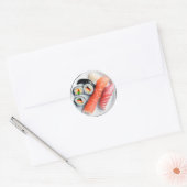 Bord van Sushi | Realistische voeding Ronde Sticker (Envelop)