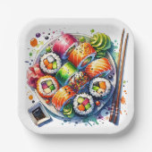 Bord van sushi, sojasaus en eetstokjes Verjaardag (Voorkant)