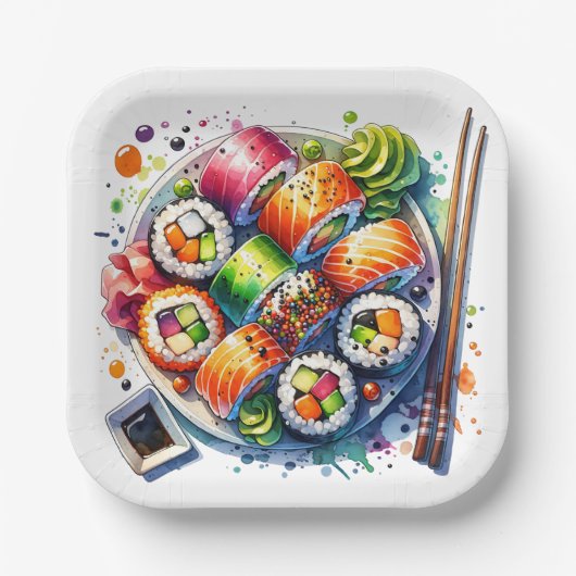 Bord van sushi, sojasaus en eetstokjes Verjaardag (Voorkant)