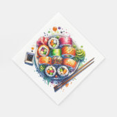 Bord van sushi, sojasaus en eetstokjes Verjaardag Servet (Hoek)