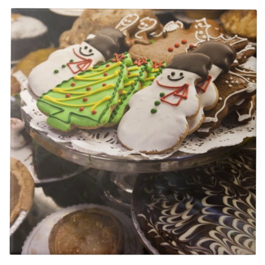 Bord van verse kerstkoekjes tegeltje (Voorkant)