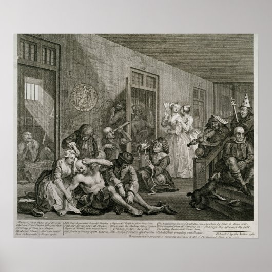 Bord VIII van A Rake's Progress, 1735 Poster (Voorkant)
