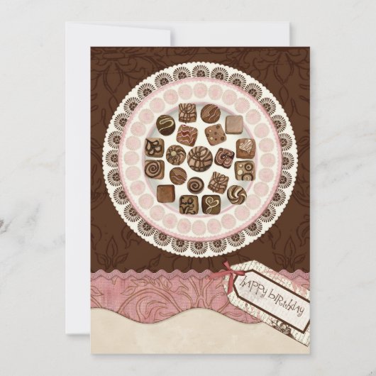 Bord vol Chocolates Birthday Party Invitation Kaart (Voorkant)