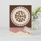 Bord vol Chocolates Birthday Party Invitation Kaart (Staand voorkant)