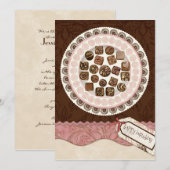 Bord vol Chocolates Birthday Party Invitation Kaart (Voorkant / Achterkant)