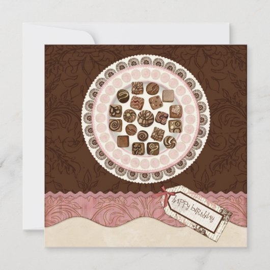 Bord vol Chocolates Birthday Party Invitation Kaart (Voorkant)