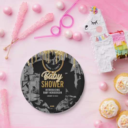 Bord voor Baby shower met Hip Hop Gold Chain (Feest)