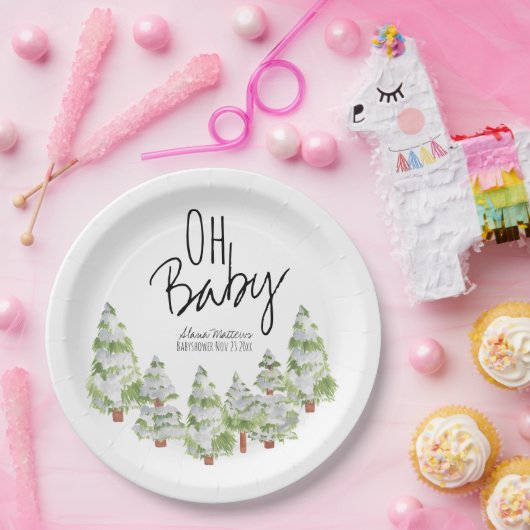 Bord voor babydouchepapier in de winter (Feest)