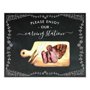 Bord voor Carving Station op krijtbord Foto Afdruk