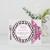 Bord voor eten uitnodigen kaart (Staand voorkant)