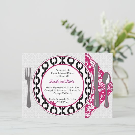 Bord voor eten uitnodigen kaart (Staand voorkant)