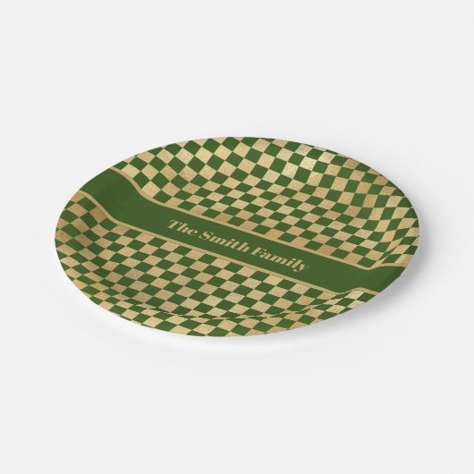 Bord voor groen Gold Checkered Paper (Gekanteld)