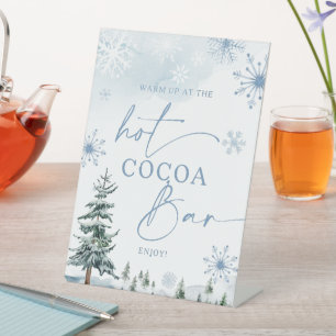 Bord voor hete chocoladebar, winter wonderland bab reclamebord met voetstuk