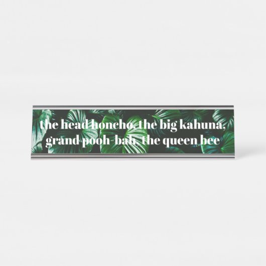 Bord voor Humoureuze baas Lady Name Bureau Naambordje (Voorkant)