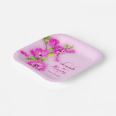 Bord voor huwelijkshibiscus roze kunstpapier (Gebogen)