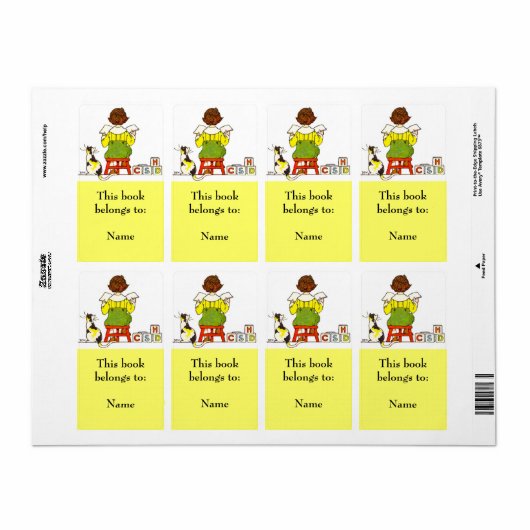 Bord voor leesboekenboek etiket (Full Sheet)