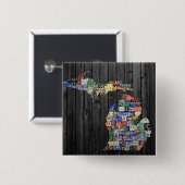 Bord voor licentie voor Michigan County Vierkante Button 5,1 Cm (Voorkant /achterkant)