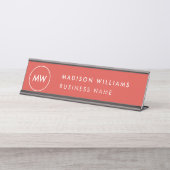 Bord voor minimale monogramnamen bureau naambordje (Voorkant)