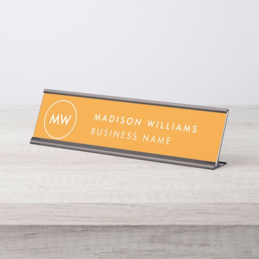 Bord voor minimale monogramnamen bureau naambordje (Voorkant)