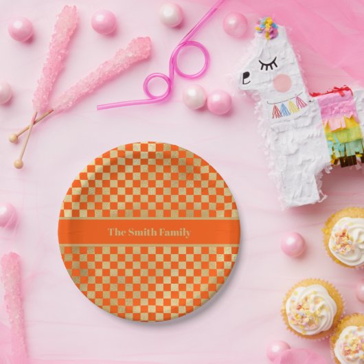 Bord voor Oranje Gold Checkered (Feest)